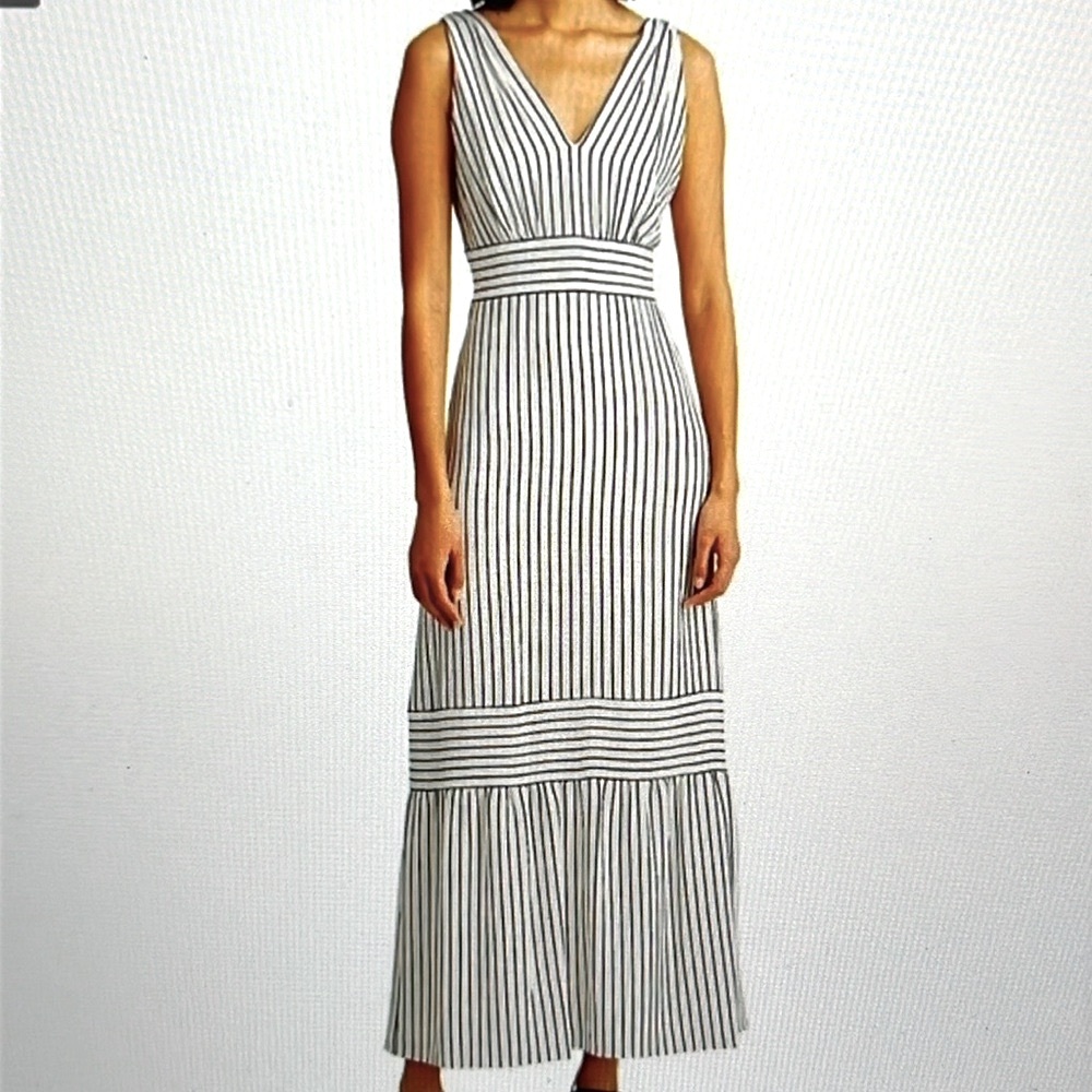 Ralph Lauren striped maxi dress with ruffle hem and banded waist